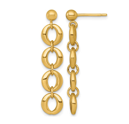 14k Polished Fancy Circle Link Dangle Post Earrings