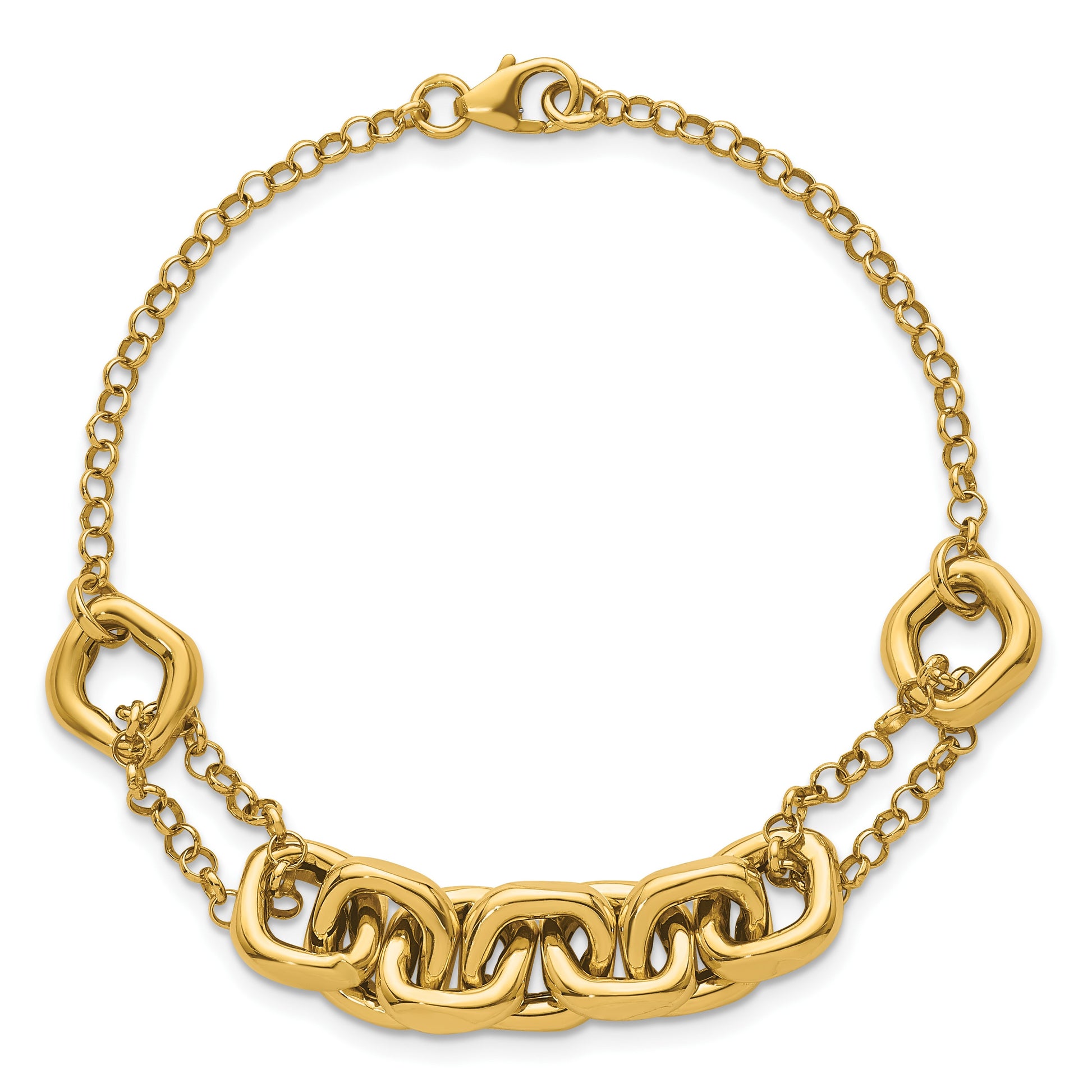 14K Polished Fancy Multi Link 7.5 inch Bracelet