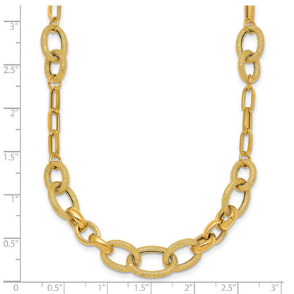 14k Polished and Textured Link 17.25 inch Necklace