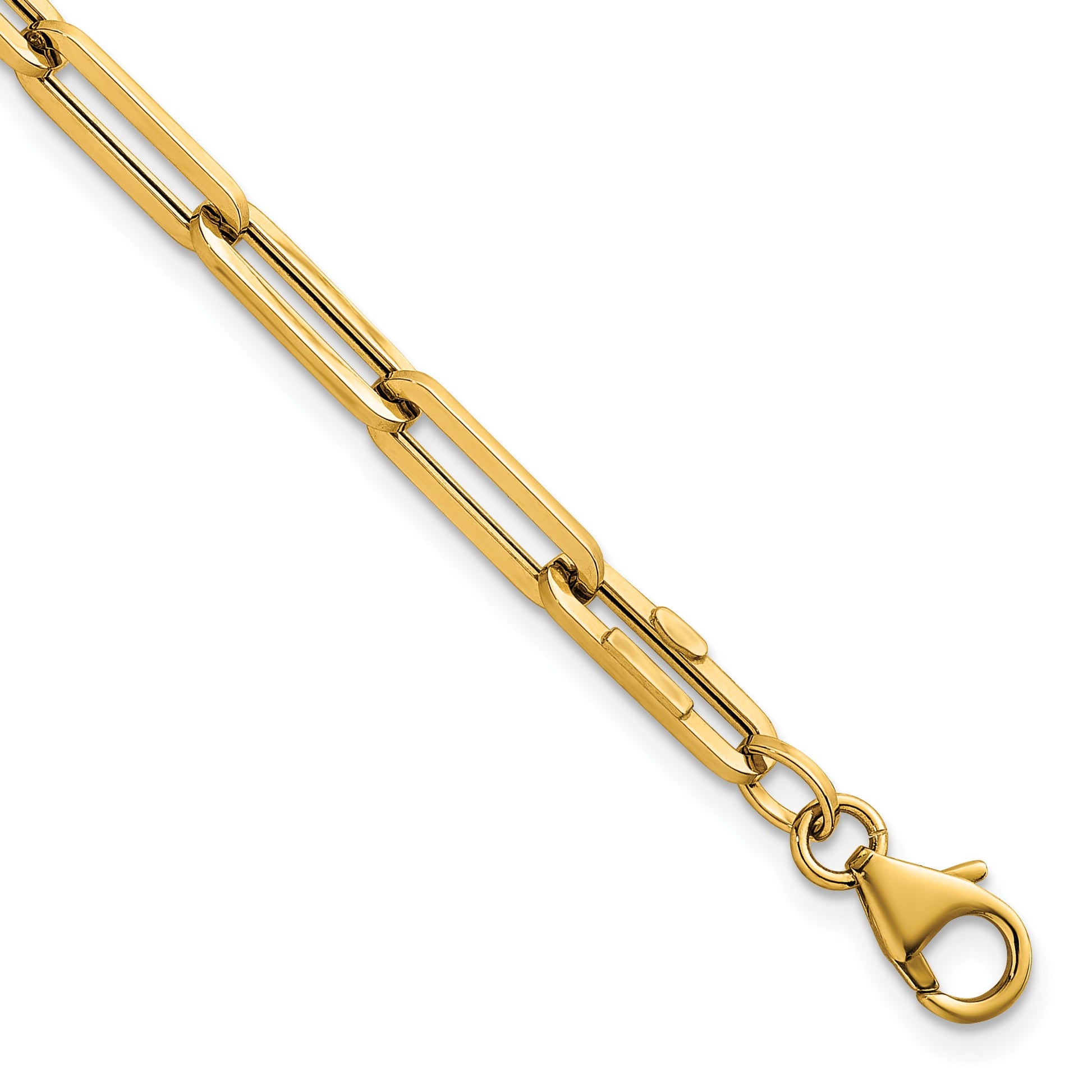 14k Polished 4.3mm Paperclip Link 7.5 inch Bracelet