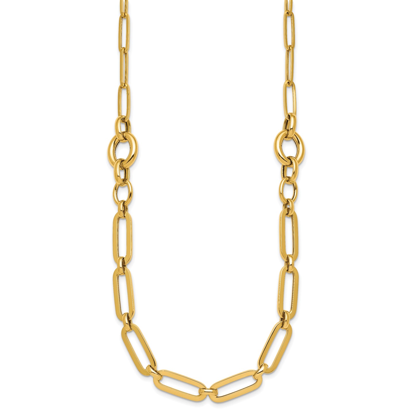 14k Polished Fancy Paperclip Link 17.25 inch Necklace