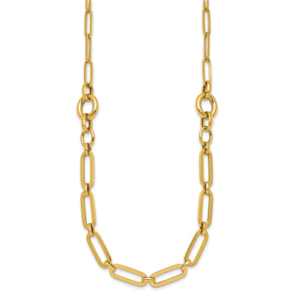 14k Polished Fancy Paperclip Link 17.25 inch Necklace