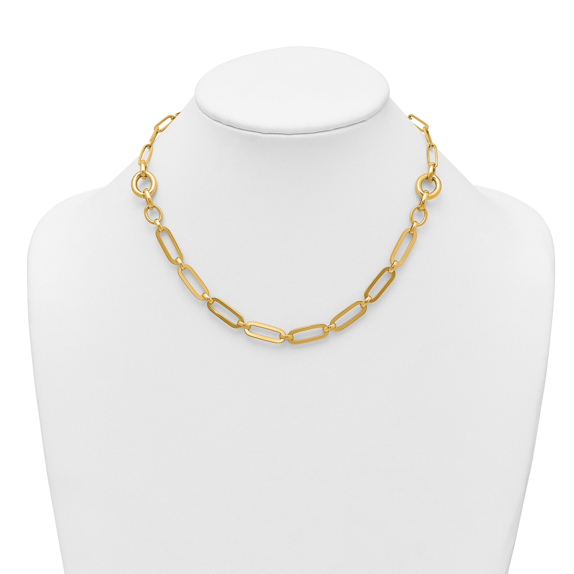 14k Polished Fancy Paperclip Link 17.25 inch Necklace