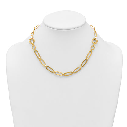 14k Polished Fancy Paperclip Link 17.25 inch Necklace
