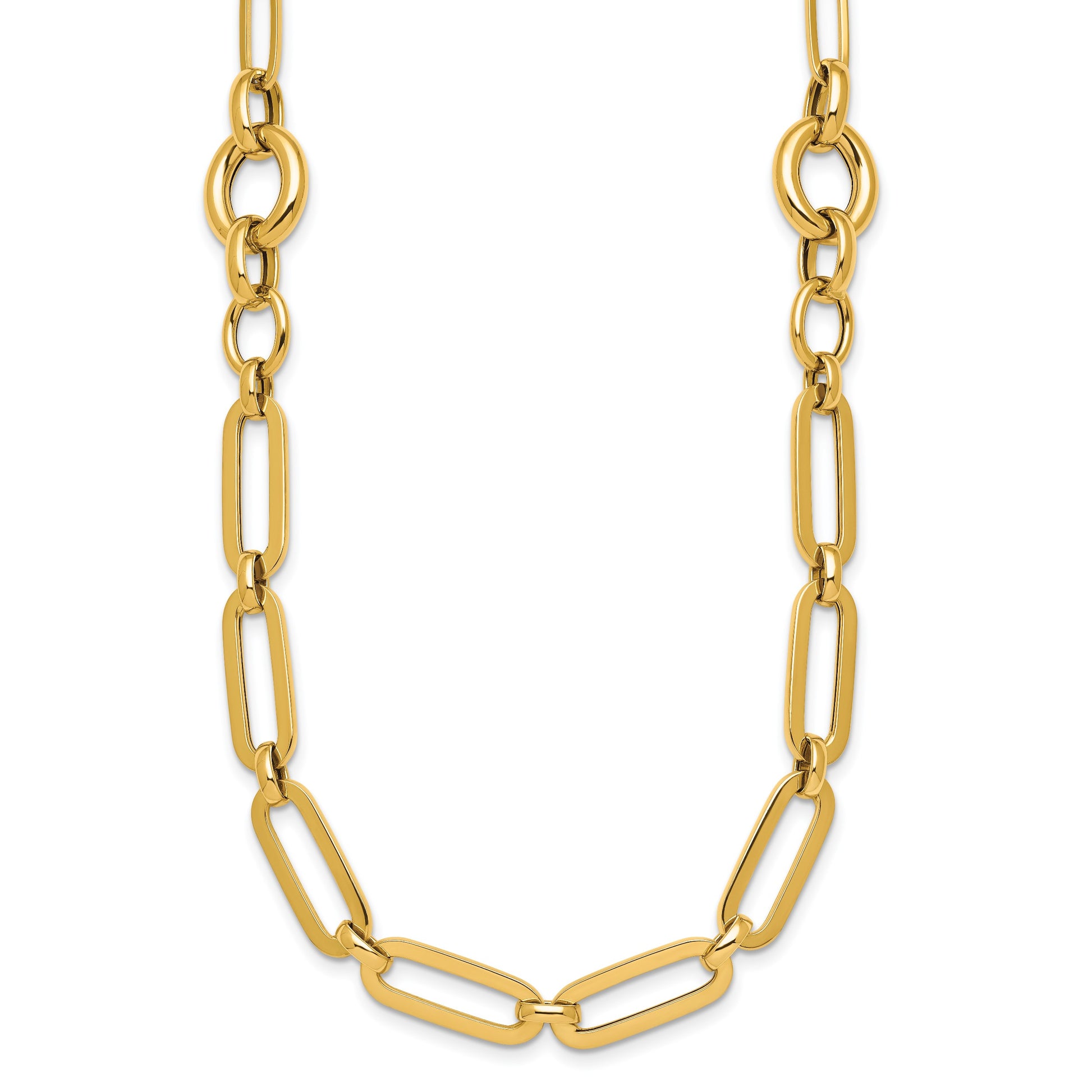 14k Polished Fancy Paperclip Link 17.25 inch Necklace