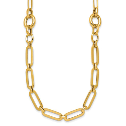 14k Polished Fancy Paperclip Link 17.25 inch Necklace