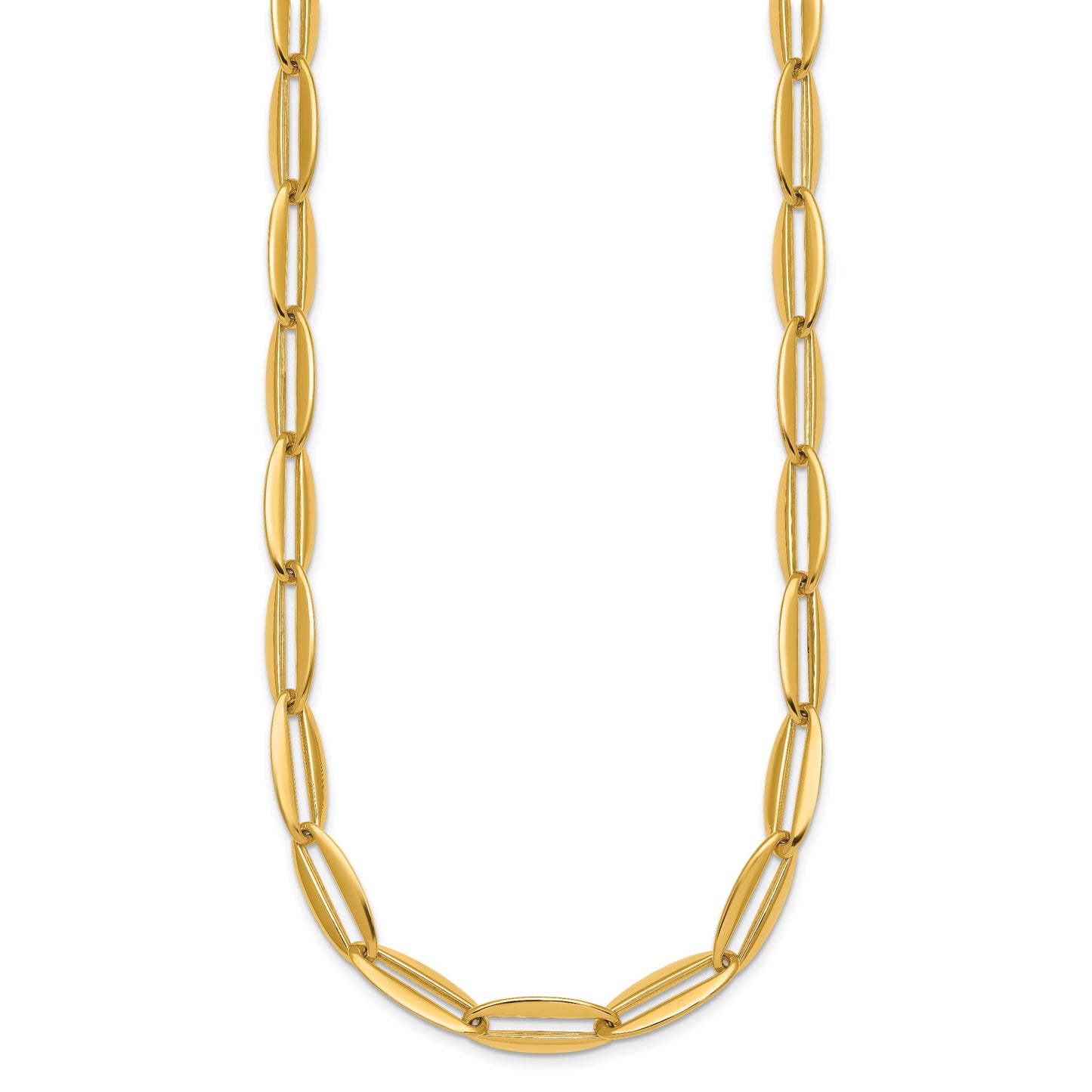 14k Polished 7mm Long Oval Link 18 inch Necklace