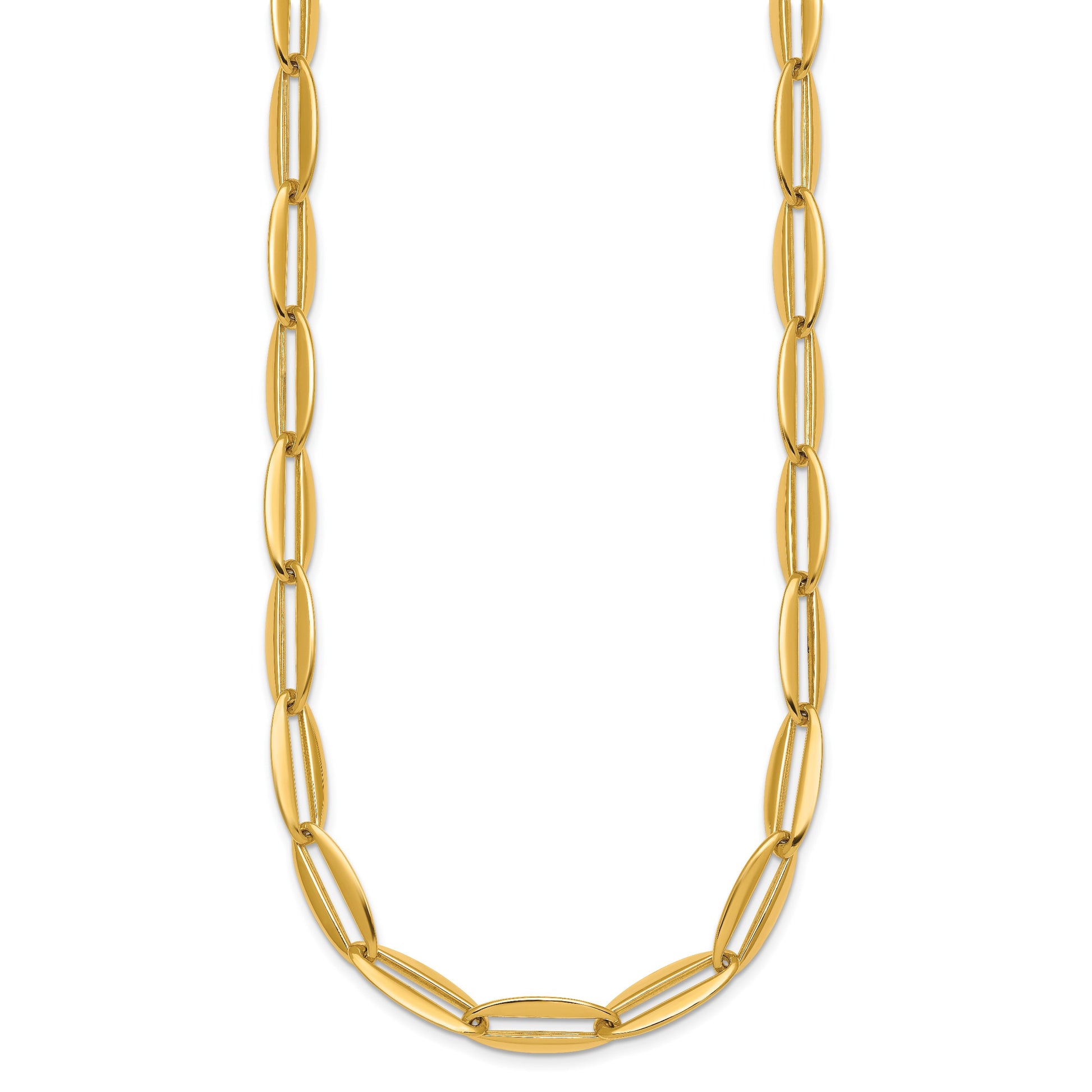 14k Polished 7mm Long Oval Link 18 inch Necklace