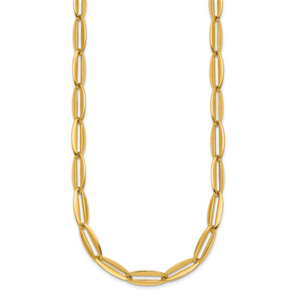 14k Polished 7mm Long Oval Link 18 inch Necklace
