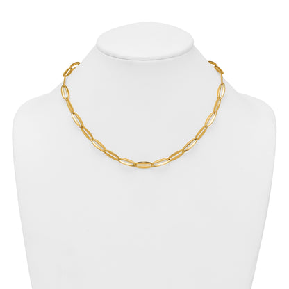 14k Polished 7mm Long Oval Link 18 inch Necklace