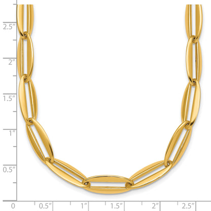 14k Polished 7mm Long Oval Link 18 inch Necklace