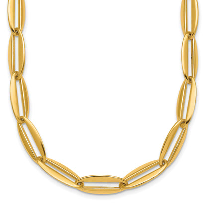 14k Polished 7mm Long Oval Link 18 inch Necklace