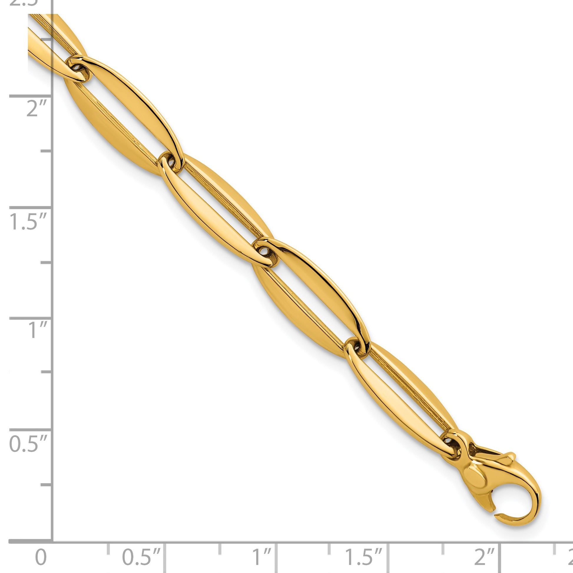 14k Polished 7mm Long Oval Link 7.5 inch Bracelet