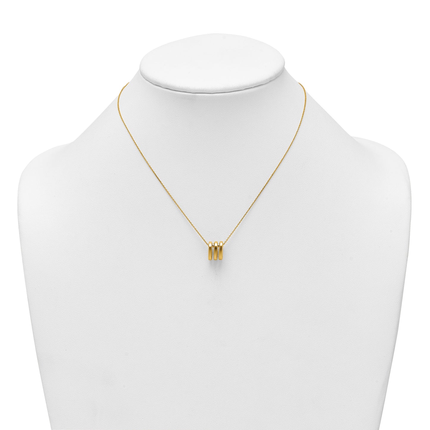 14k Polished 3 Oval Rings 16 inch Necklace Plus 2 inch Extender