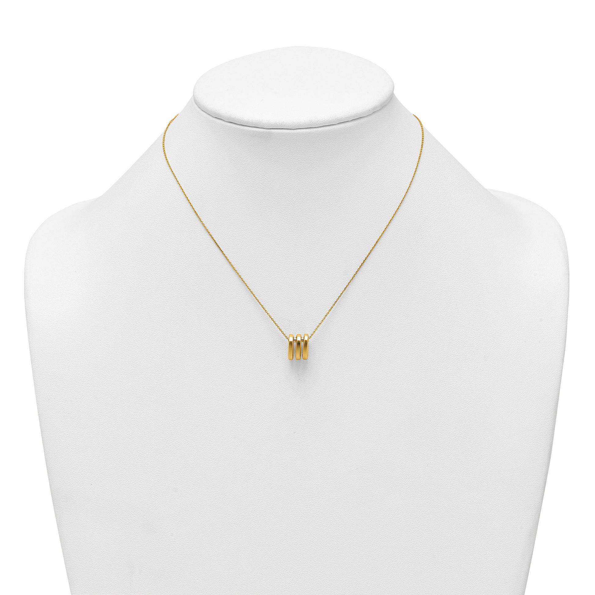 14k Polished 3 Oval Rings 16 inch Necklace Plus 2 inch Extender