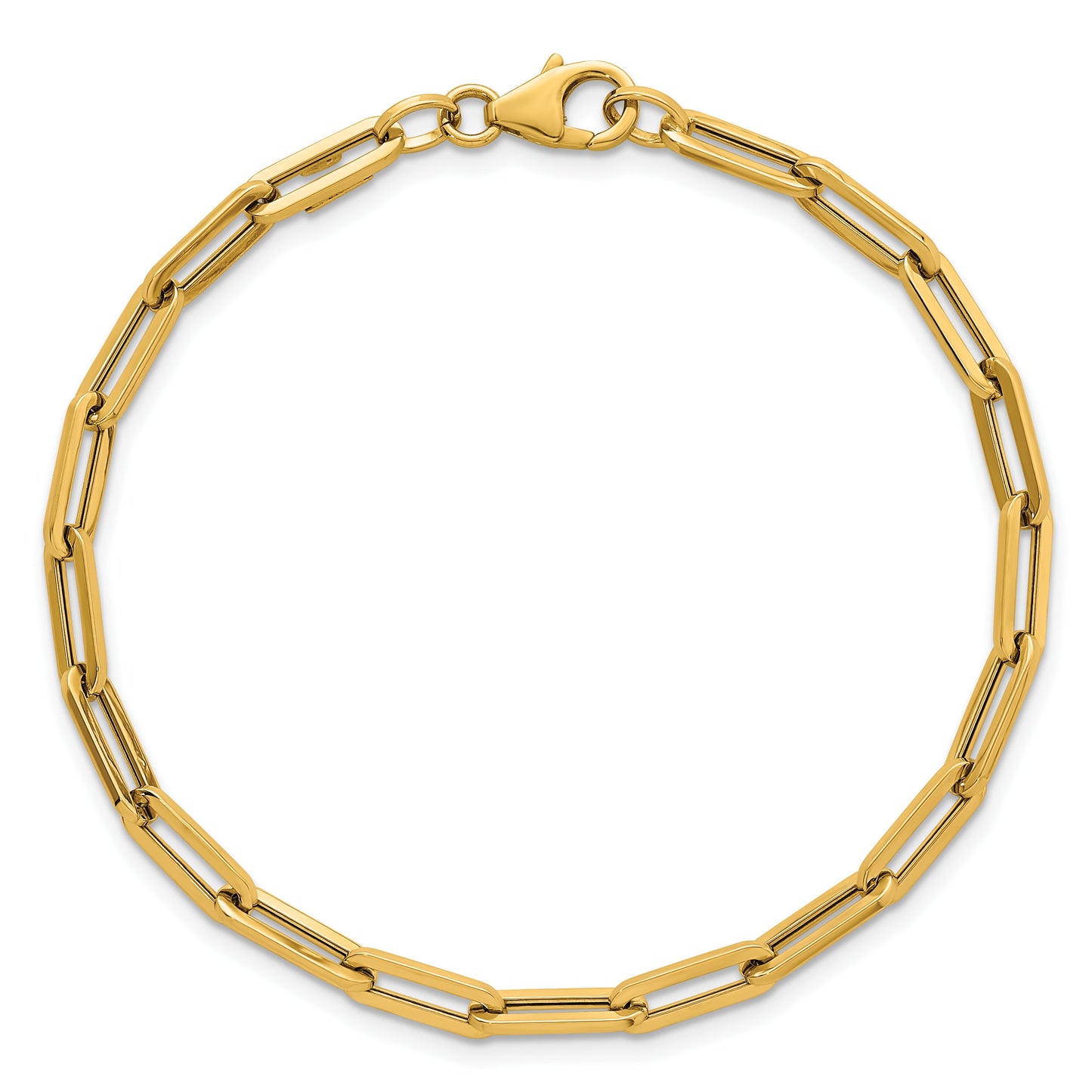 14k Polished 4mm Paperclip Link 7.5 inch Bracelet