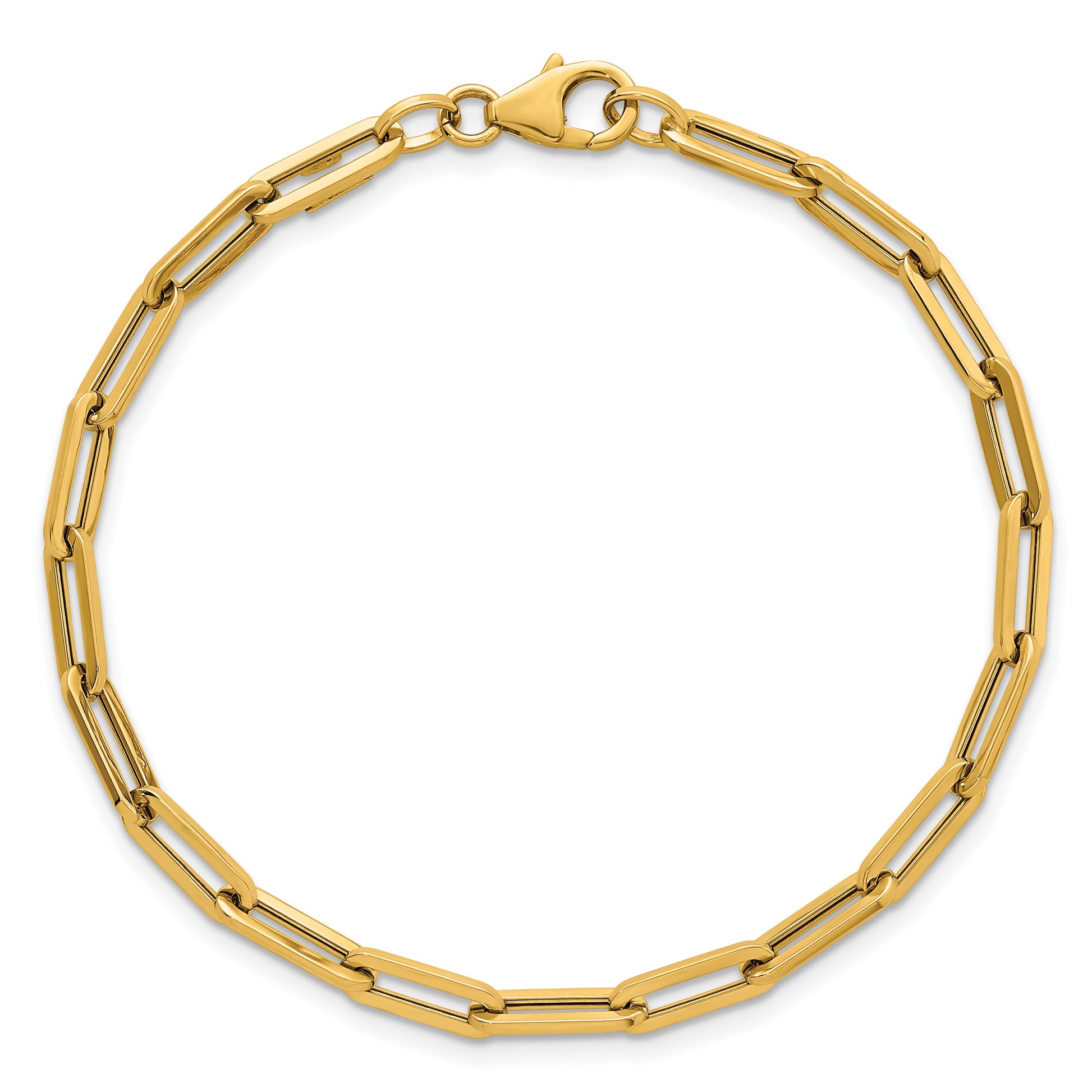 14k Polished 4mm Paperclip Link 7.5 inch Bracelet