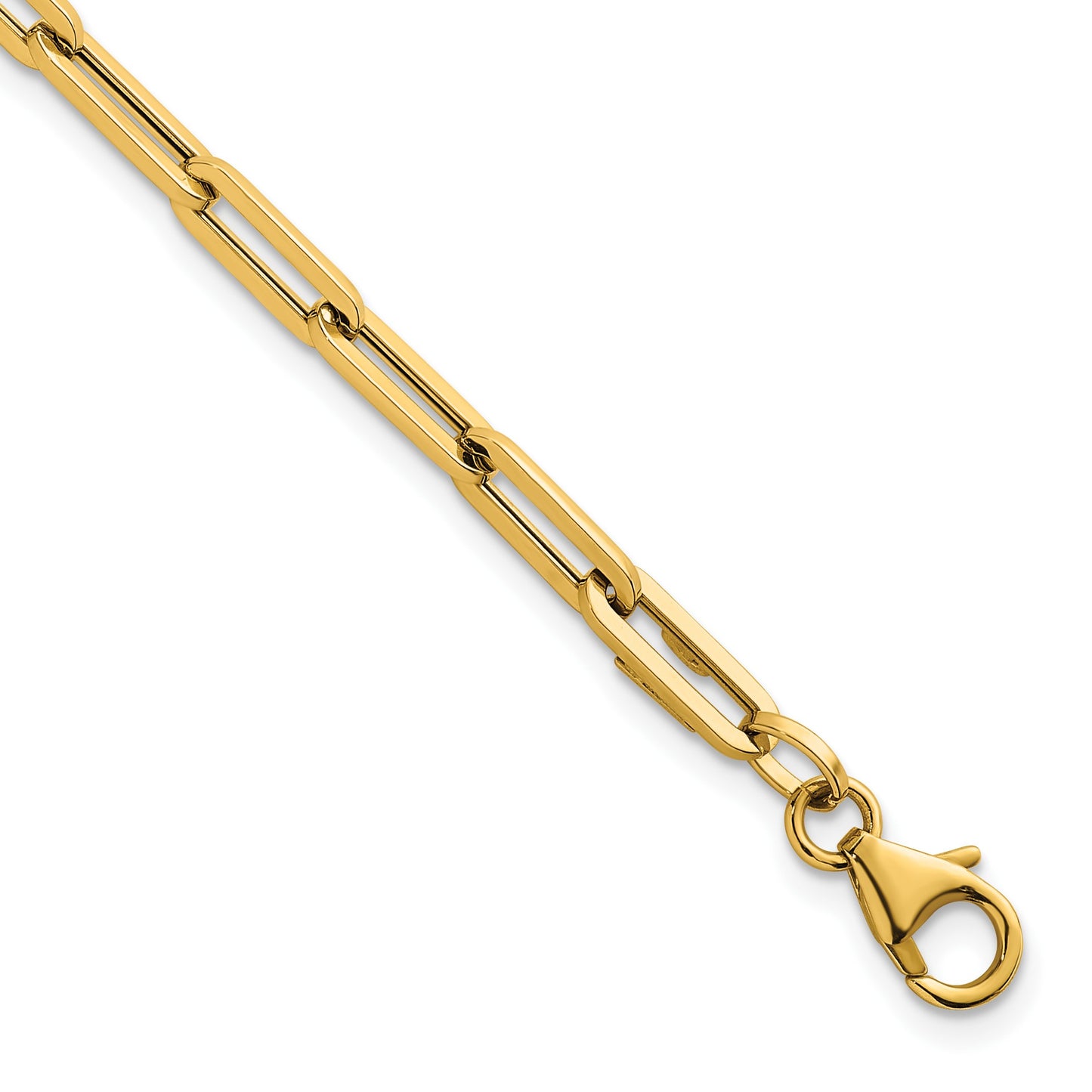 14k Polished 4mm Paperclip Link 7.5 inch Bracelet