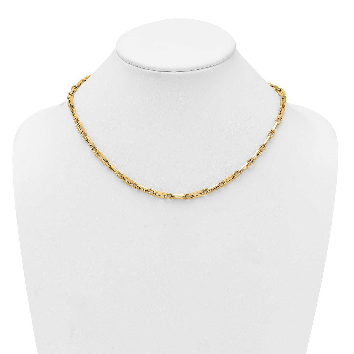 14K Polished and Textured 4.8mm Double Fancy Link 18.5 inch Necklace