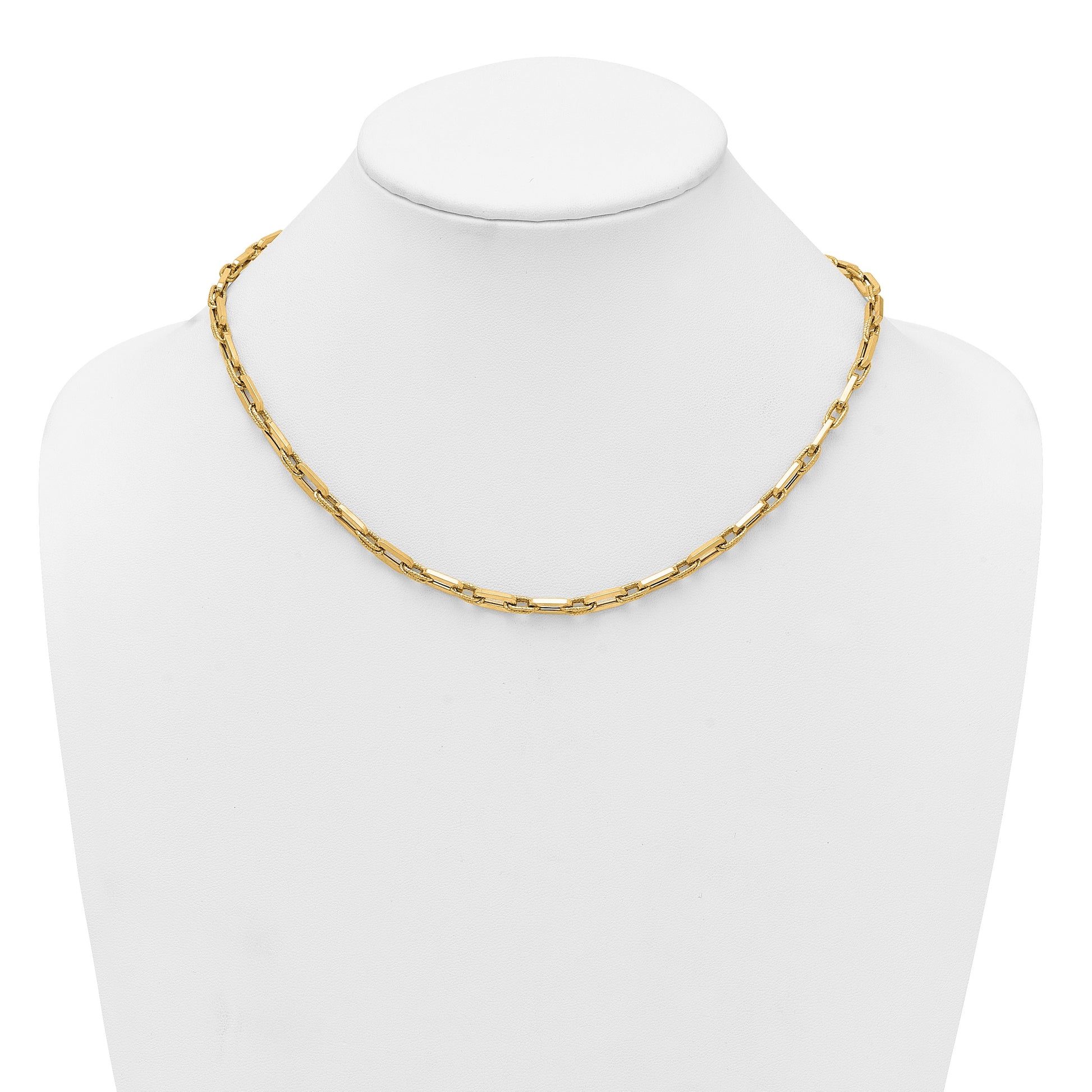 14K Polished and Textured 4.8mm Double Fancy Link 18.5 inch Necklace