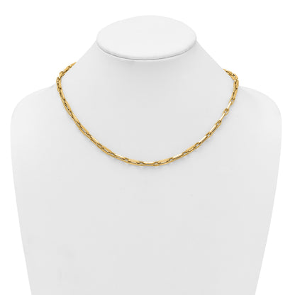 14K Polished and Textured 4.8mm Double Fancy Link 18.5 inch Necklace