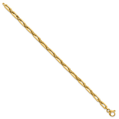 14K Polished 4.3mm and Textured Double Fancy Link 7.75 inch Bracelet