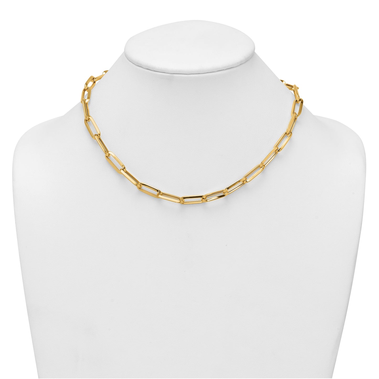 14k Polished 7mm Paperclip Link Chain 17.5 inch Necklace