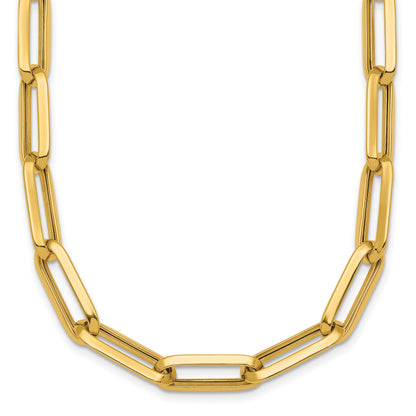 14k Polished 7mm Paperclip Link Chain 17.5 inch Necklace