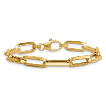 14k Polished 7mm Paperclip Link Chain 7.5 inch Bracelet