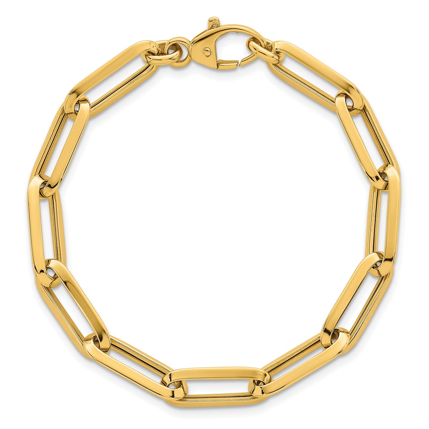14k Polished 7mm Paperclip Link Chain 7.5 inch Bracelet