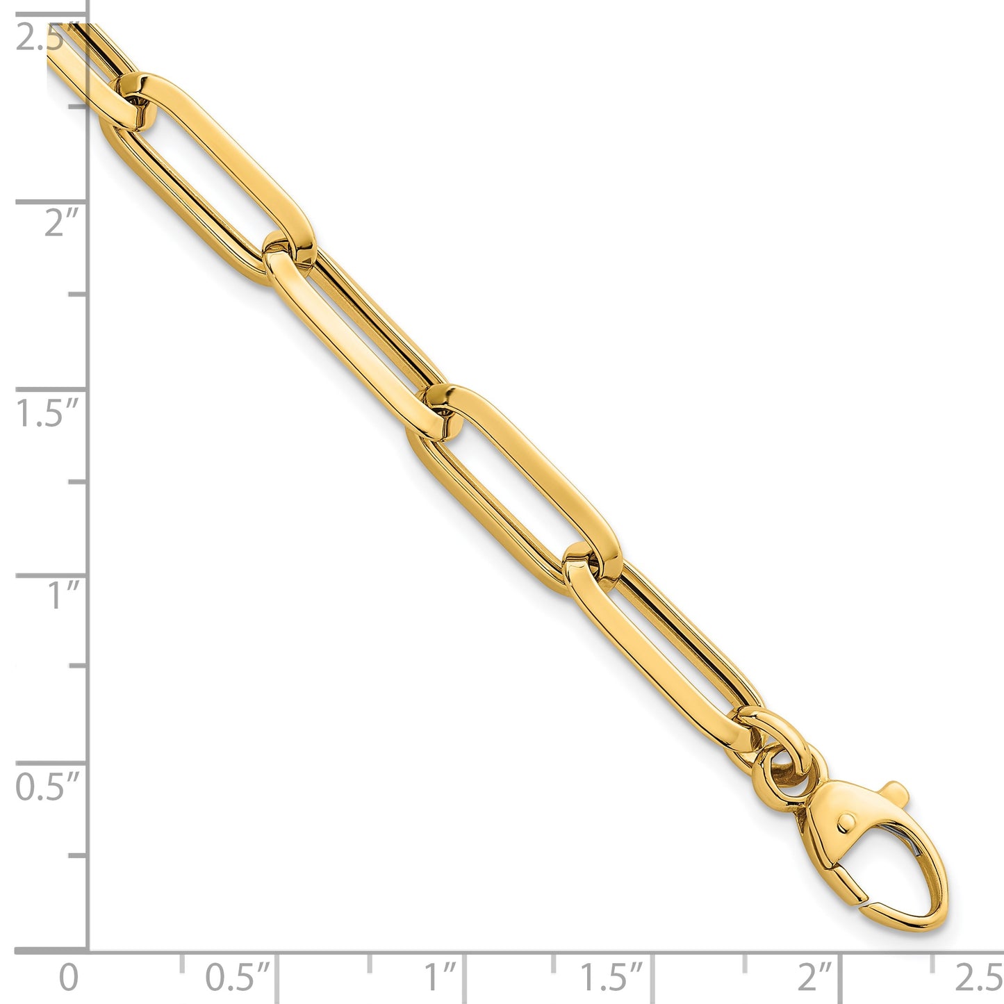 14k Polished 7mm Paperclip Link Chain 7.5 inch Bracelet
