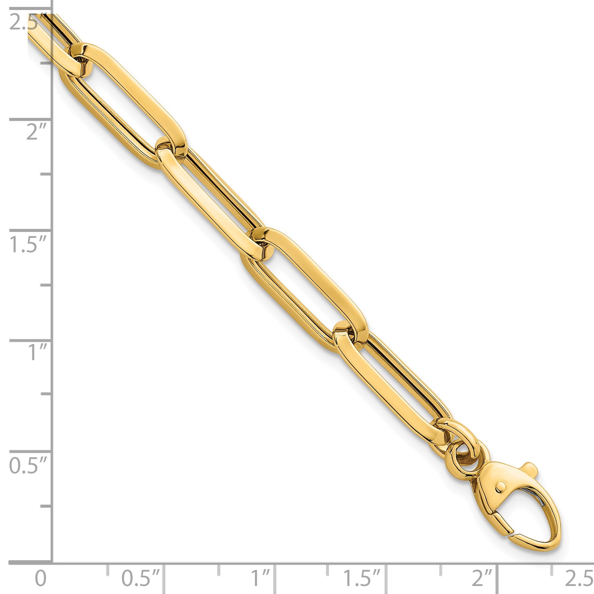 14k Polished 7mm Paperclip Link Chain 7.5 inch Bracelet