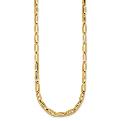 14k Polished 5.5mm Flattened Oval Cable Fancy Link 18 inch Necklace