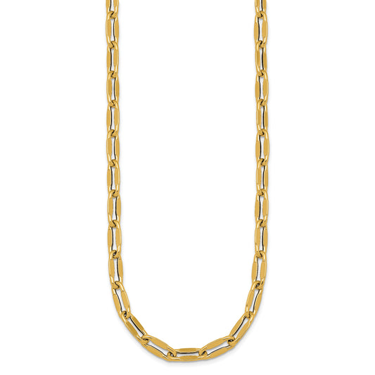 14k Polished 5.5mm Flattened Oval Cable Fancy Link 18 inch Necklace