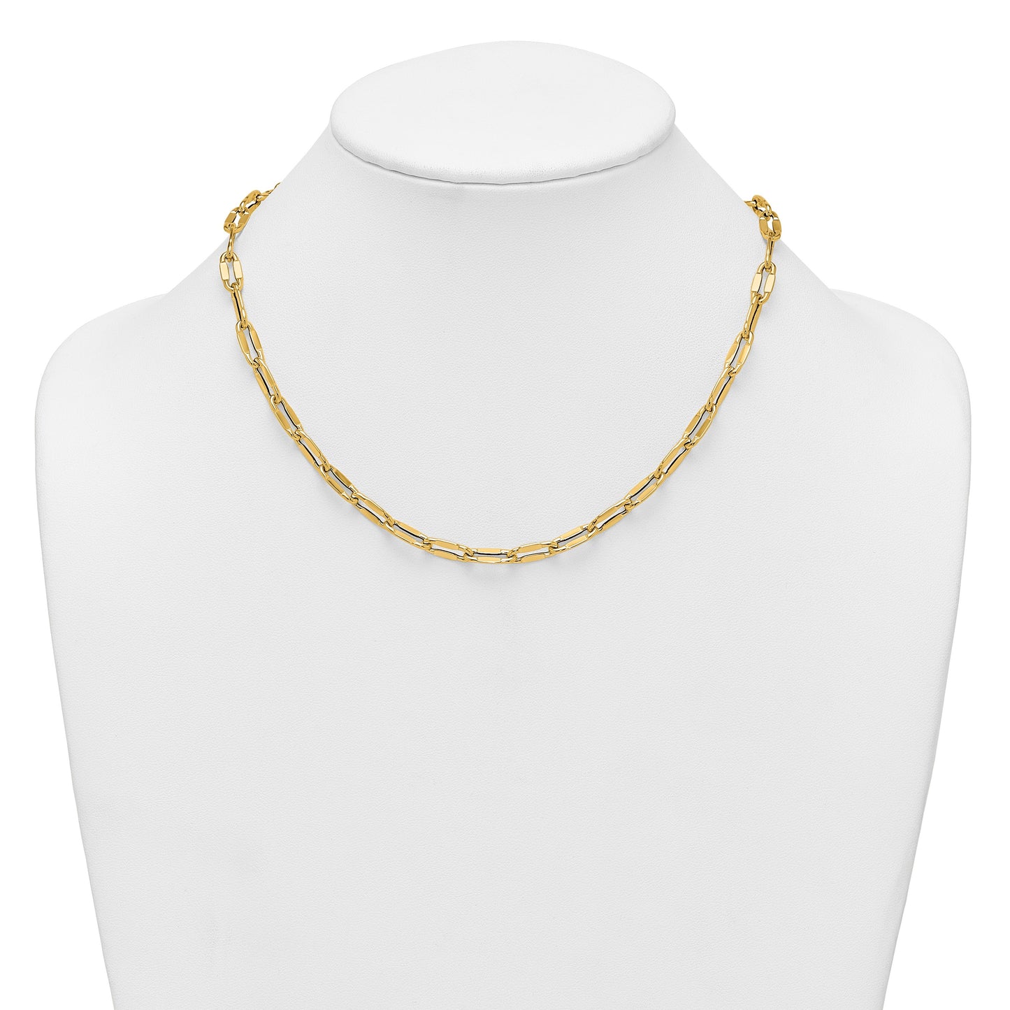 14k Polished 5.5mm Flattened Oval Cable Fancy Link 18 inch Necklace