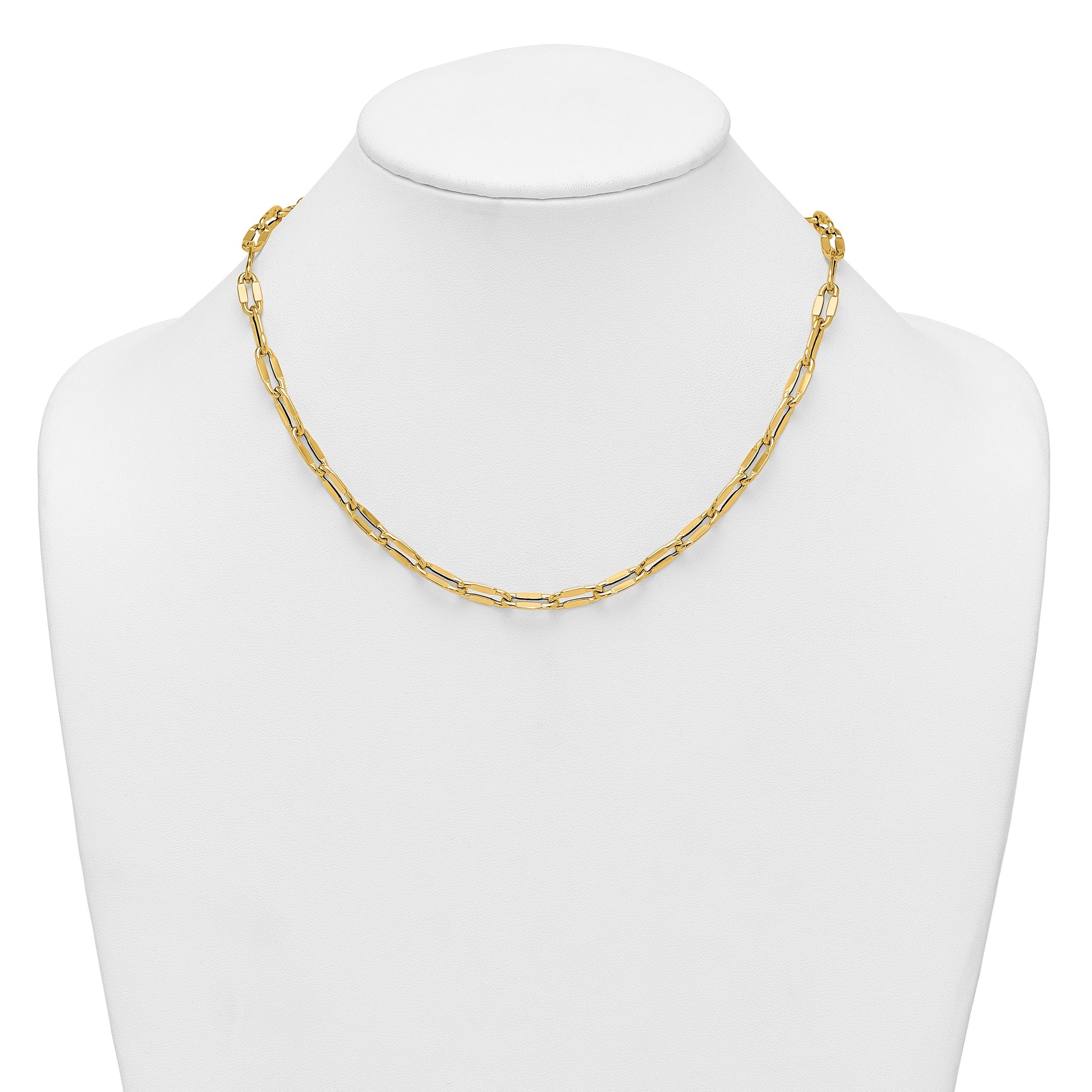 14k Polished 5.5mm Flattened Oval Cable Fancy Link 18 inch Necklace