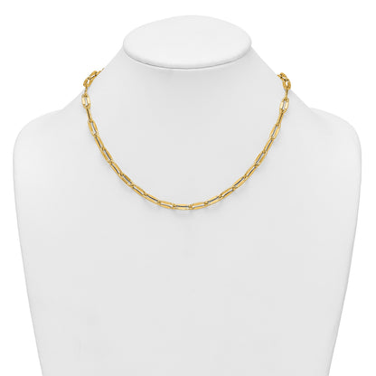 14k Polished 5.5mm Flattened Oval Cable Fancy Link 18 inch Necklace