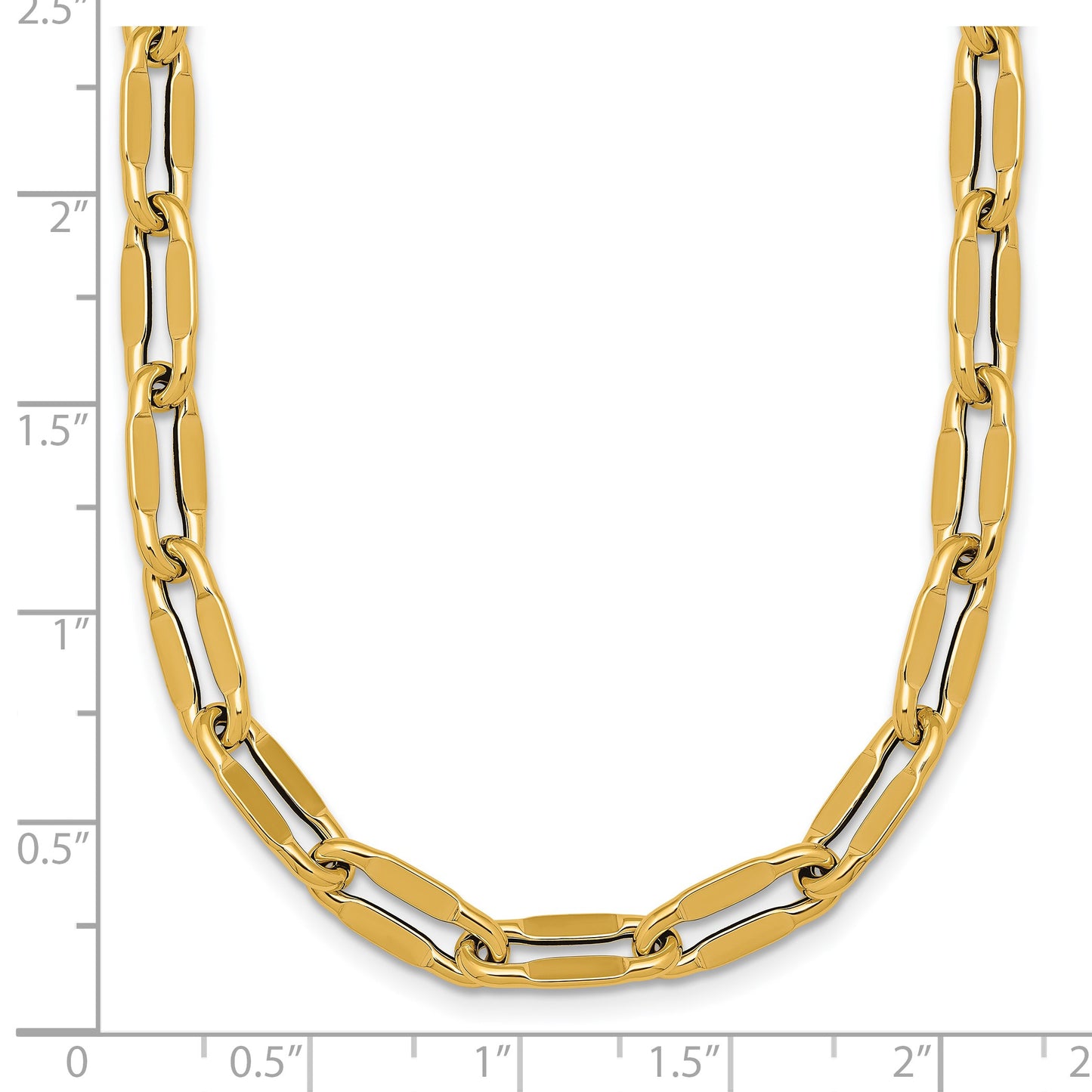 14k Polished 5.5mm Flattened Oval Cable Fancy Link 18 inch Necklace