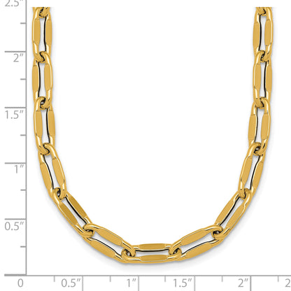14k Polished 5.5mm Flattened Oval Cable Fancy Link 18 inch Necklace
