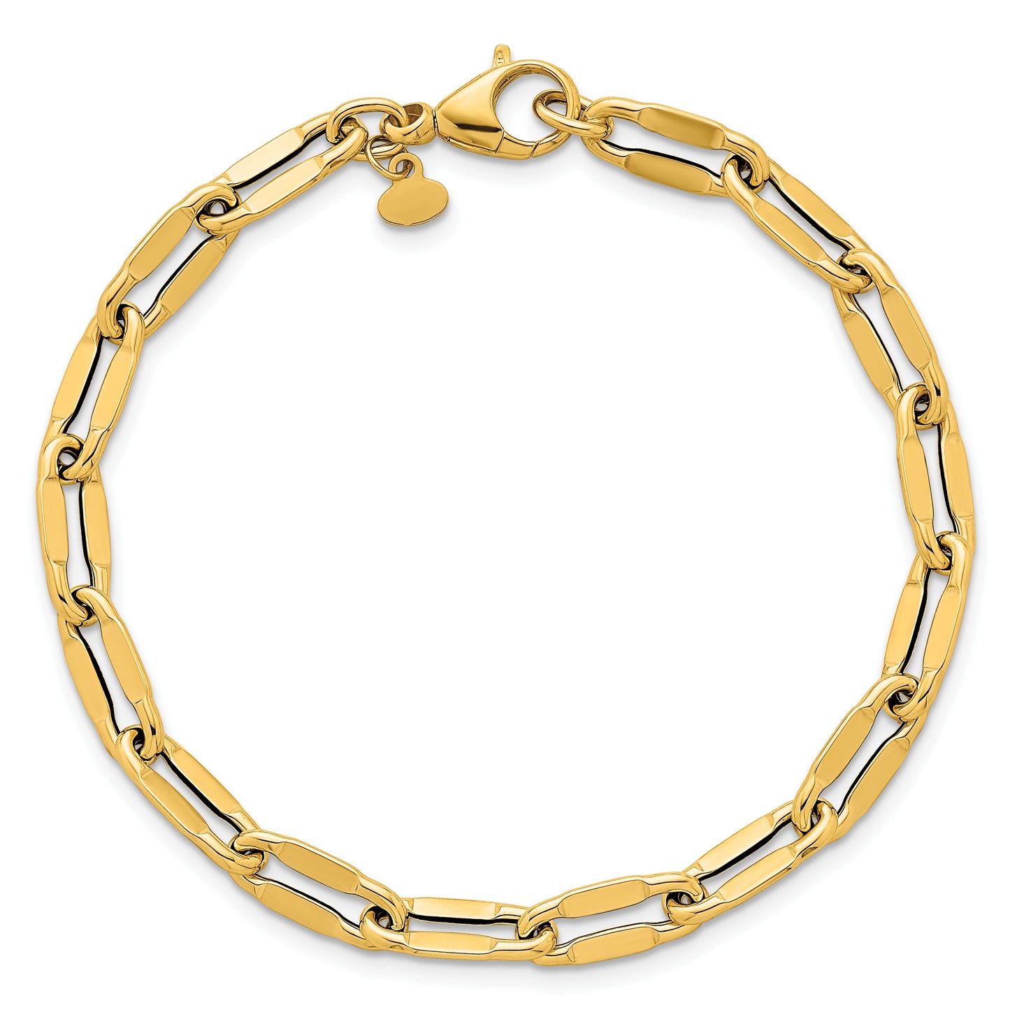14k Polished 5.5mm Flattened Oval Cable Fancy Link 7.5 inch Bracelet