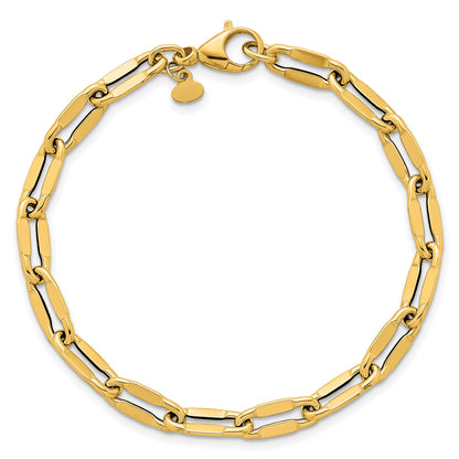 14k Polished 5.5mm Flattened Oval Cable Fancy Link 7.5 inch Bracelet
