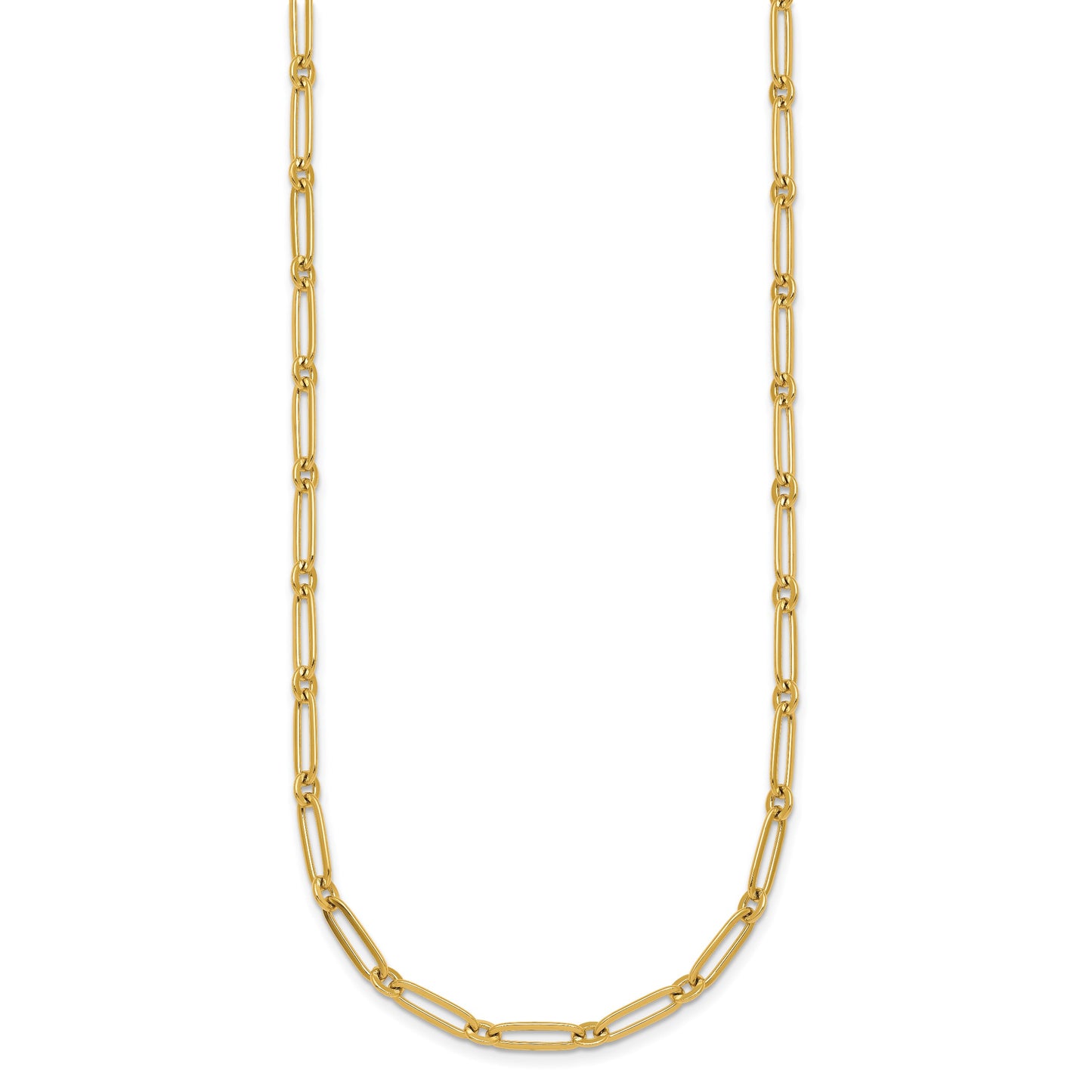 14k Polished 3.75mm Paperclip and Round Link 18 inch Necklace