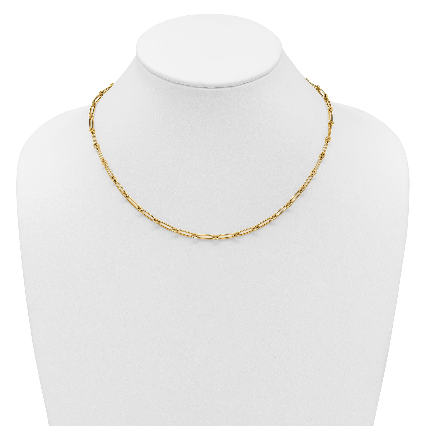 14k Polished 3.75mm Paperclip and Round Link 18 inch Necklace