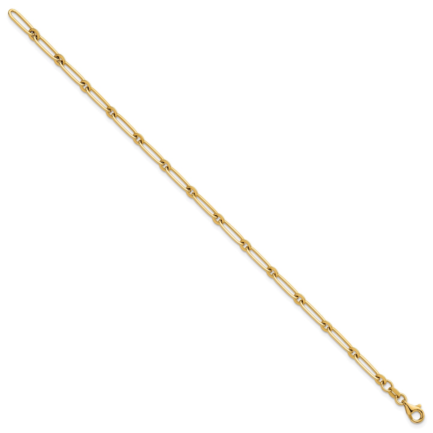 14k Polished 3.75mm Paperclip and Round Link 7.25 inch Bracelet