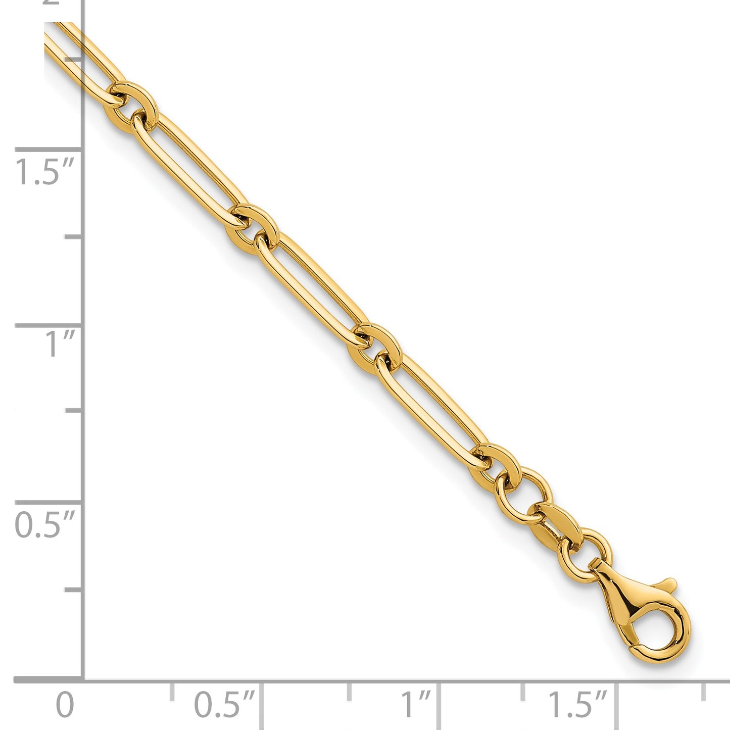 14k Polished 3.75mm Paperclip and Round Link 7.25 inch Bracelet