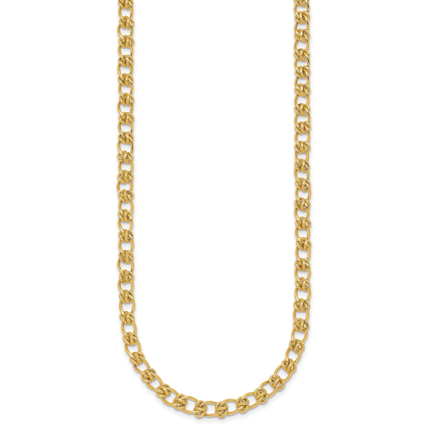14K Polished and Textured 5.0mm Fancy Knot Link 7.5 Inch Bracelet