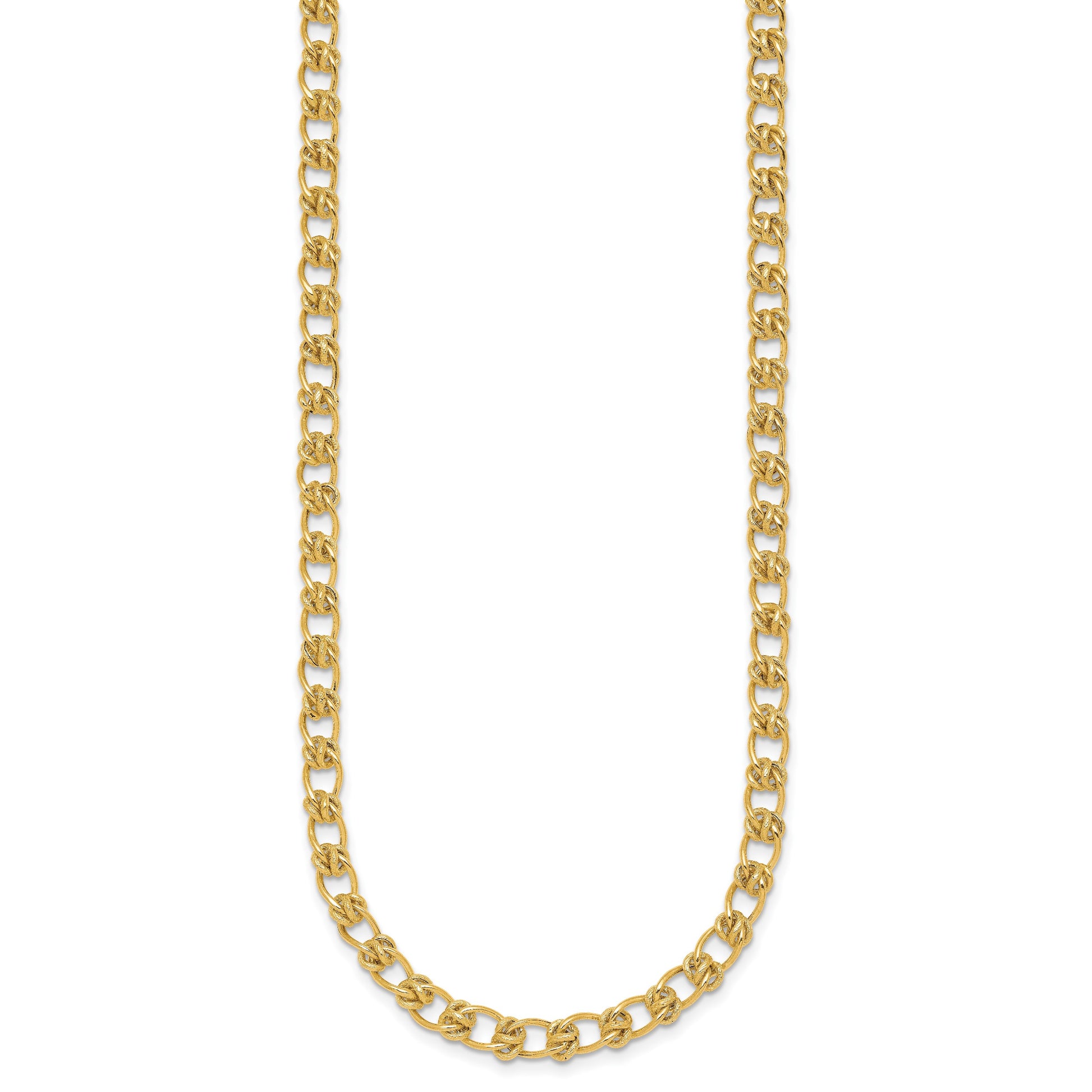 14K Polished and Textured 5.0mm Fancy Knot Link 7.5 Inch Bracelet