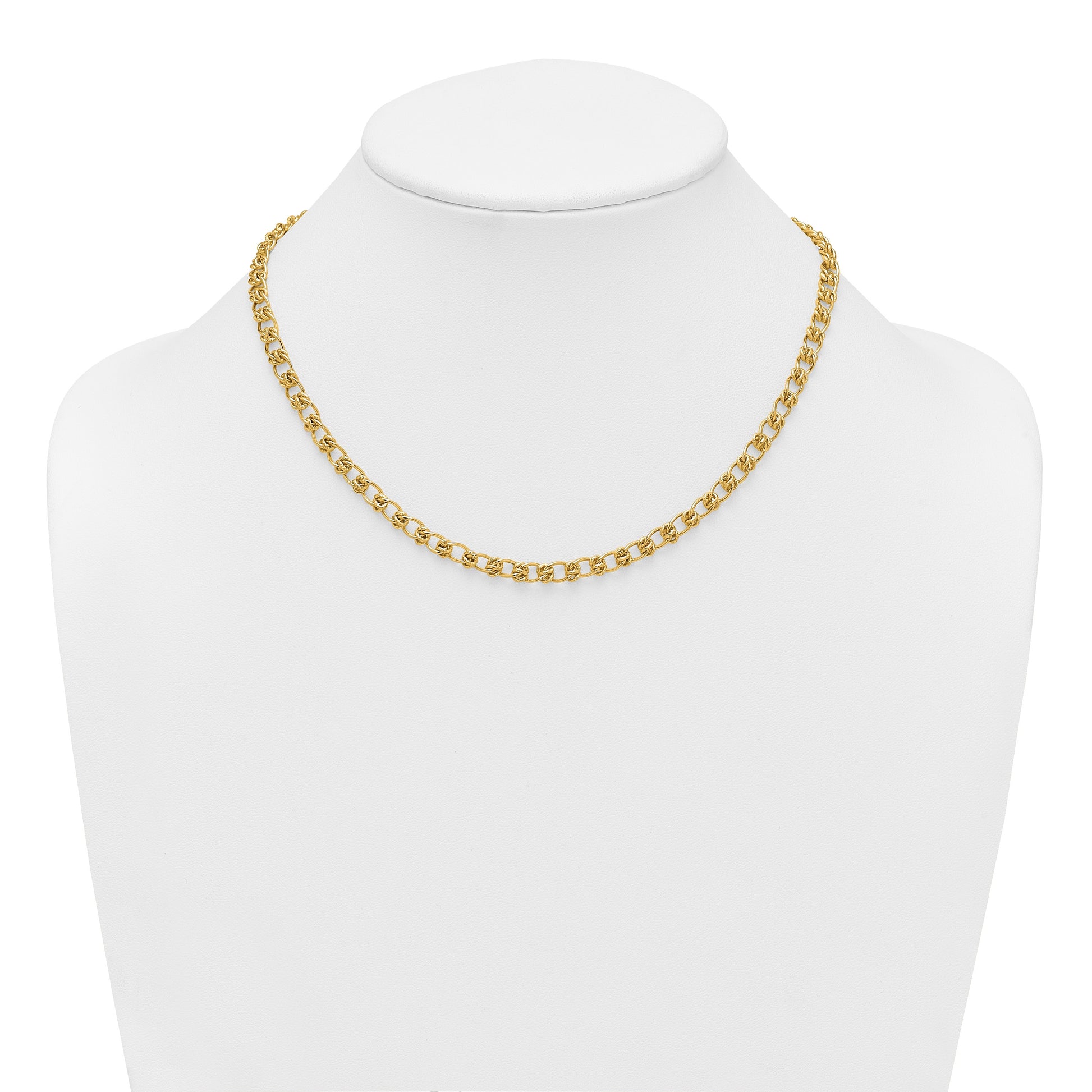 14K Polished and Textured 5.0mm Fancy Knot Link 7.5 Inch Bracelet