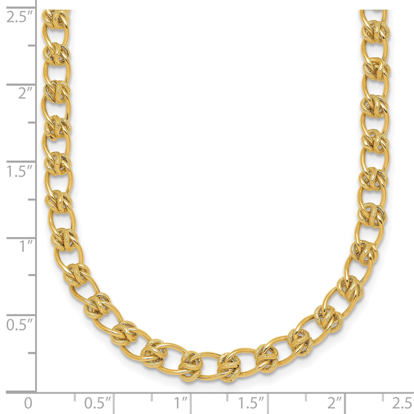 14K Polished and Textured 5.0mm Fancy Knot Link 7.5 Inch Bracelet