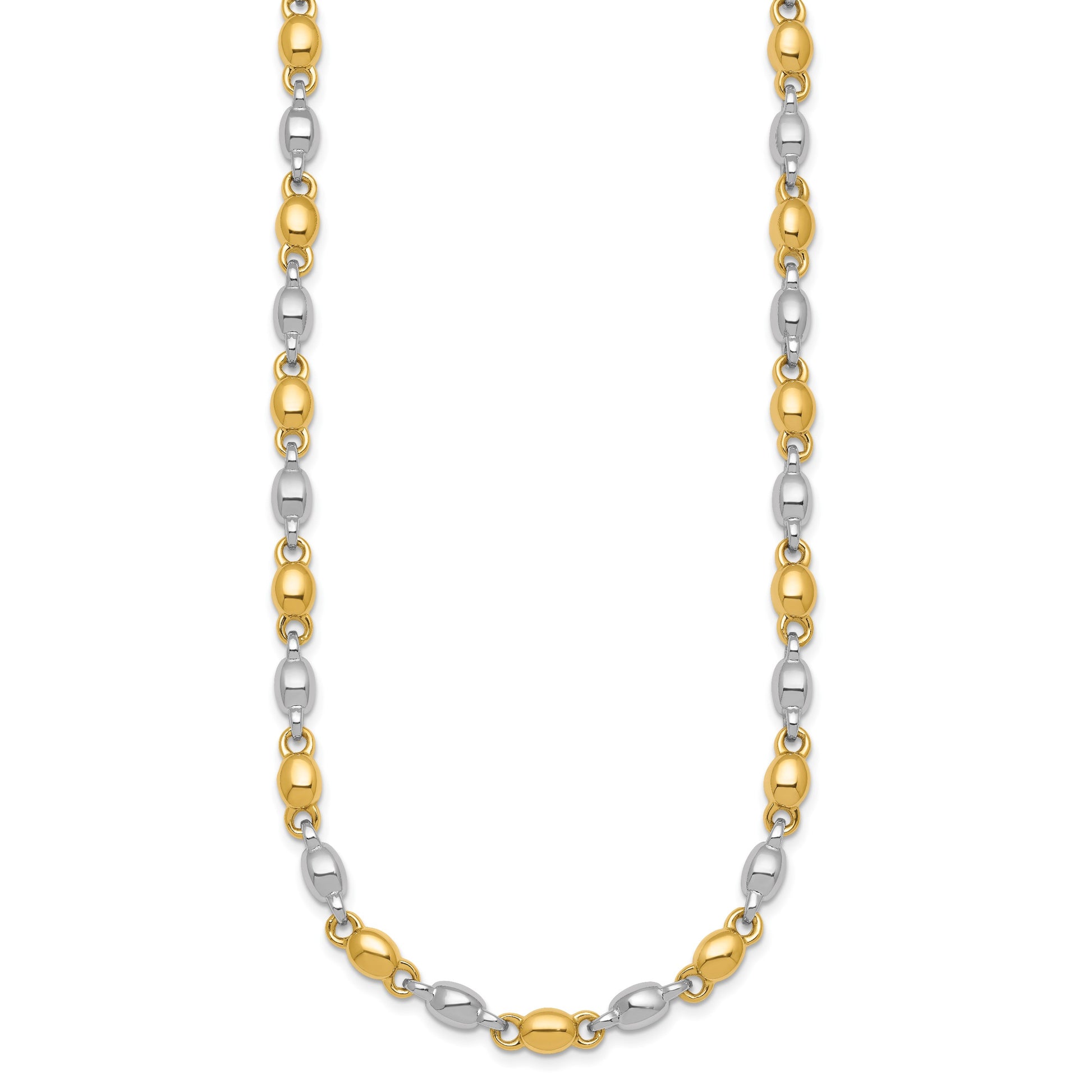 14k Two Tone Polished 5.25mm Round Fancy Link 18 inch Necklace